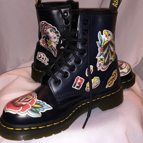 Dr. Martens | Shoes | Dr Martens Chris Lambert Tattoo Boots Lady Sz 6 |  Poshmark